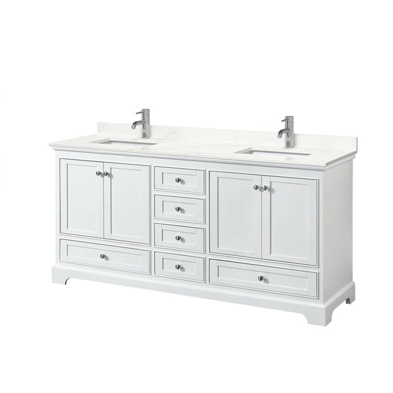 Wyndham Collection WCS202072DWHGTUNSMXX Deborah 72" Free Standing Double Basin Vanity Set
