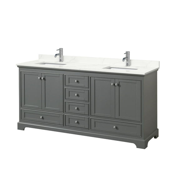 Wyndham Collection WCS202072DKGGTUNSMXX Deborah 72" Free Standing Double Basin Vanity Set