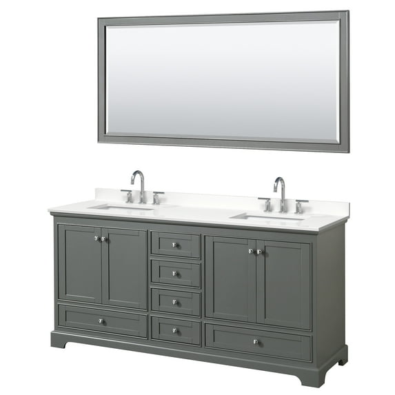 Wyndham Collection Wcs202072d-Qtz-Us3m70 Deborah 72" Free Standing Double Basin Vanity Set