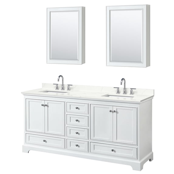 Wyndham Collection WCS202072DWHGTUS3MED Deborah 72" Free Standing Double Basin Vanity Set
