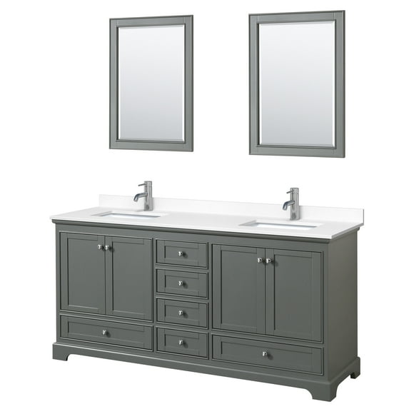 Wyndham Collection WCS202072DKGWCUNSM24 Deborah 72" Free Standing Double Basin Vanity Set