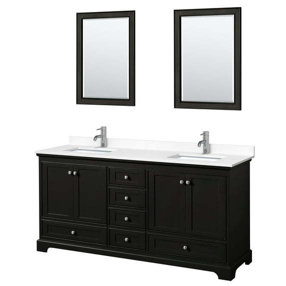 Wyndham Collection WCS202072DDEWCUNSM24 Deborah 72" Free Standing Double Basin Vanity Set