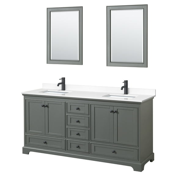 Wyndham Collection WCS202072DGBWCUNSM24 Deborah 72" Free Standing Double Basin Vanity Set