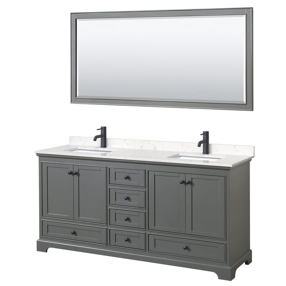 Wyndham Collection WCS202072DGBC2UNSM70 Deborah 72" Free Standing Double Basin Vanity Set