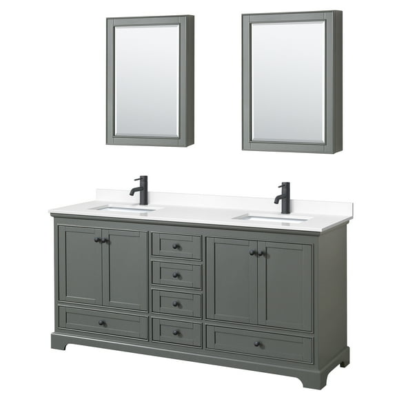 Wyndham Collection Wcs202072d-Vca-Med Deborah 72" Free Standing Double Basin Vanity Set -