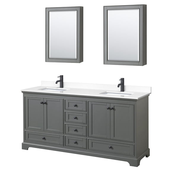 Wyndham Collection WCS202072DGBWCUNSMED Deborah 72" Free Standing Double Basin Vanity Set
