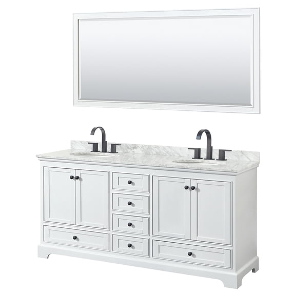 Wyndham Collection WCS202072DWBCMUNOM70 Deborah 72" Free Standing Double Vanity Set -