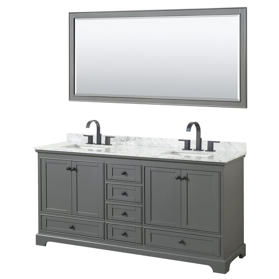 Wyndham Collection WCS202072DGBCMUNSM70 Deborah 72" Free Standing Double Vanity Set - Dark