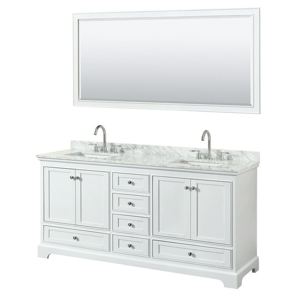 Wyndham Collection WCS202072DWHCMUNSM70 Deborah 72" Free Standing Double Vanity Set -