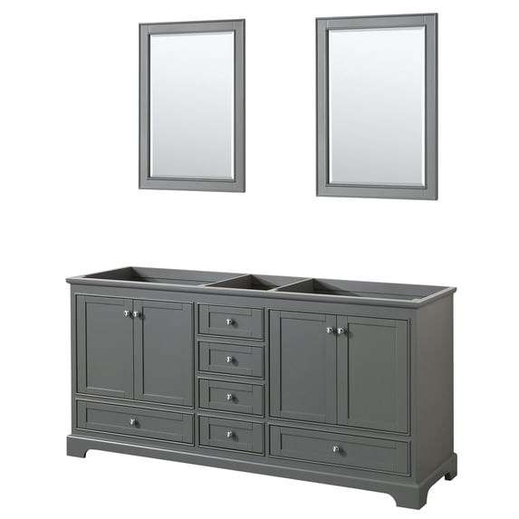Wyndham Collection WCS202072DKGCXSXXM24 Deborah 71" Double Free Standing Wood Vanity