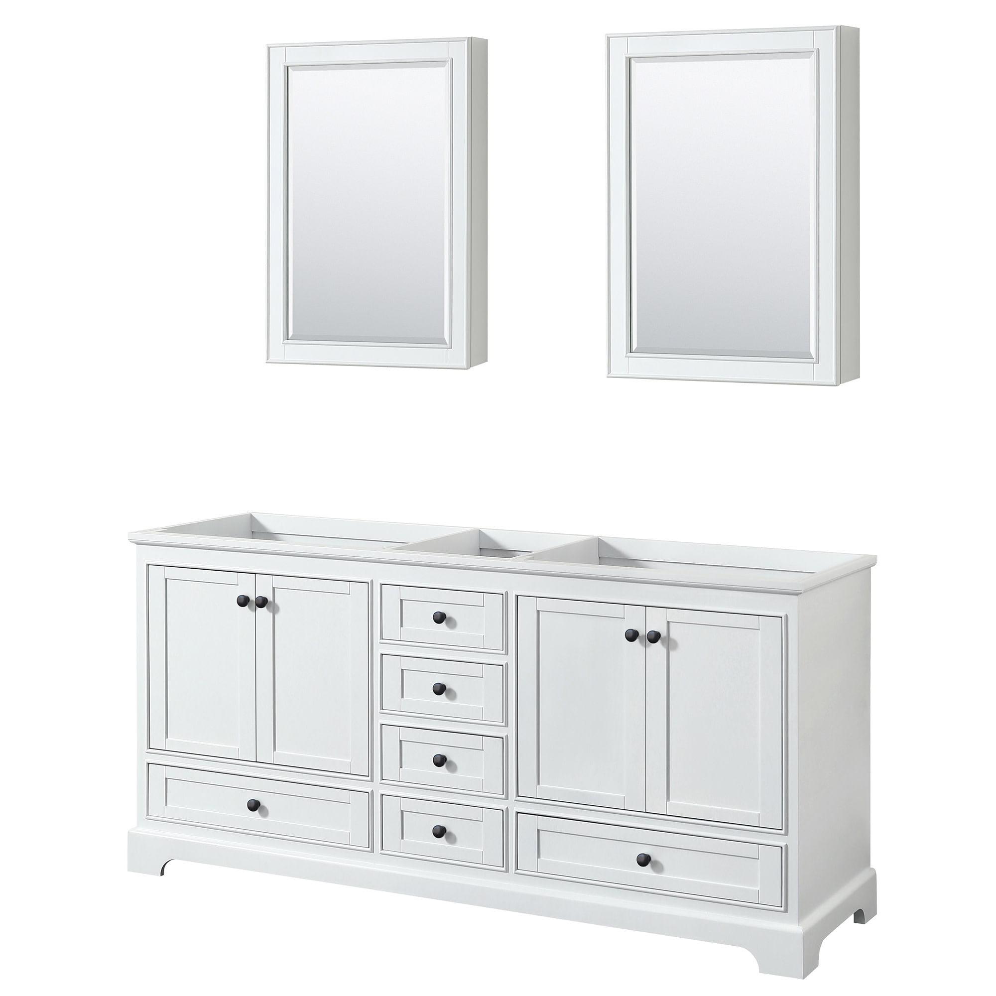 Deborah 71" White and Matte Black Double Bathroom Vanity
