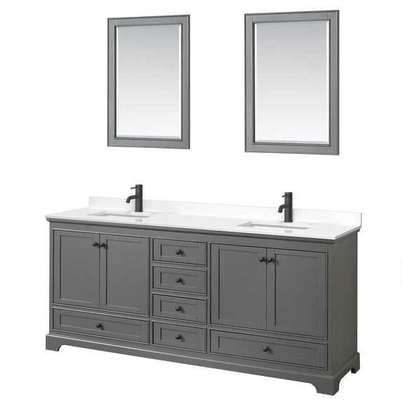 Wyndham Collection WCS202080DGBWQUNSM24 Deborah 80" Free Standing Double Basin Vanity Set