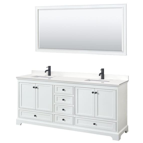 Wyndham Collection WCS202080DWBWQUNSM70 Deborah 80" Free Standing Double Basin Vanity Set