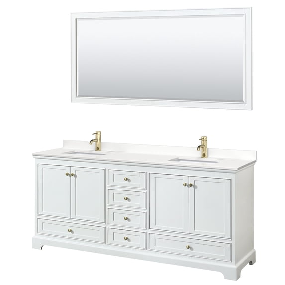 Wyndham Collection WCS202080DWGWQUNSM70 Deborah 80" Free Standing Double Basin Vanity Set