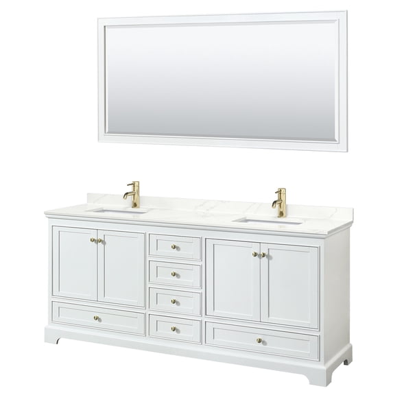 Wyndham Collection WCS202080DWGGTUNSM70 Deborah 80" Free Standing Double Basin Vanity Set