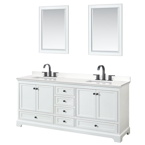 Wyndham Collection WCS202080DWBWQUS3M24 Deborah 80" Free Standing Double Basin Vanity Set