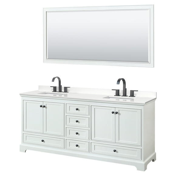 Wyndham Collection WCS202080DWBWQUS3M70 Deborah 80" Free Standing Double Basin Vanity Set
