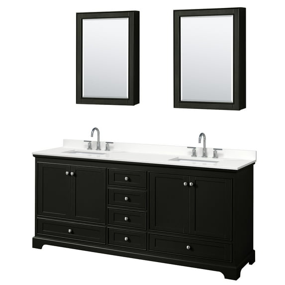Wyndham Collection WCS202080DDEWQUS3MED Deborah 80" Free Standing Double Basin Vanity Set