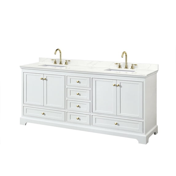 Wyndham Collection WCS202080DWGGTUS3MXX Deborah 80" Free Standing Double Basin Vanity Set