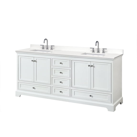 Wyndham Collection WCS202080DWHWQUS3MXX Deborah 80" Free Standing Double Basin Vanity Set