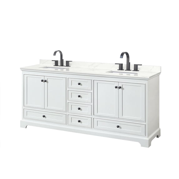 Wyndham Collection WCS202080DWBGTUS3MXX Deborah 80" Free Standing Double Basin Vanity Set