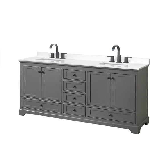 Wyndham Collection WCS202080DGBWQUS3MXX Deborah 80" Free Standing Double Basin Vanity Set