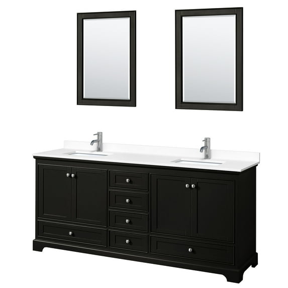 Wyndham Collection WCS202080DDEWCUNSM24 Deborah 80" Free Standing Double Basin Vanity Set