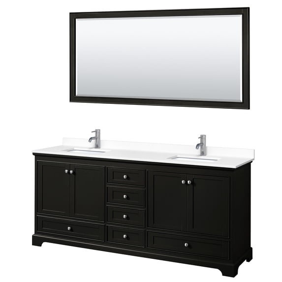 Wyndham Collection WCS202080DDEWCUNSM70 Deborah 80" Free Standing Double Basin Vanity Set