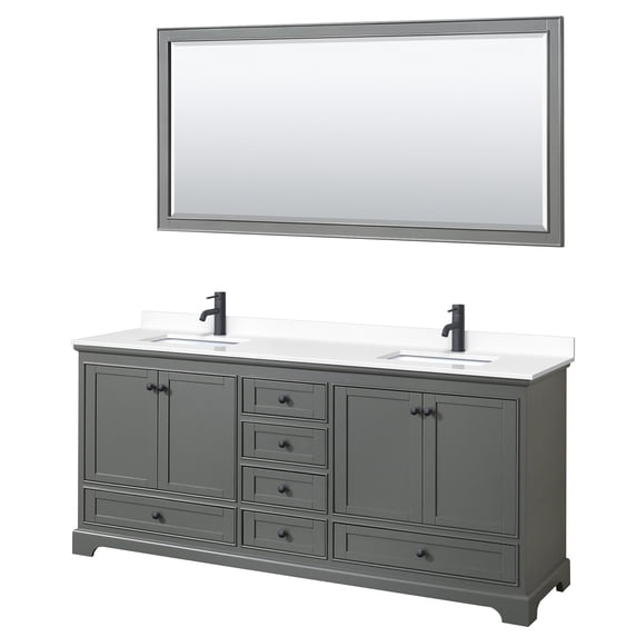 Wyndham Collection WCS202080DGBWCUNSM70 Deborah 80" Free Standing Double Basin Vanity Set