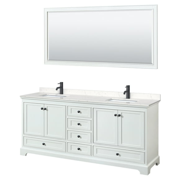 Wyndham Collection WCS202080DWBC2UNSM70 Deborah 80" Free Standing Double Basin Vanity Set