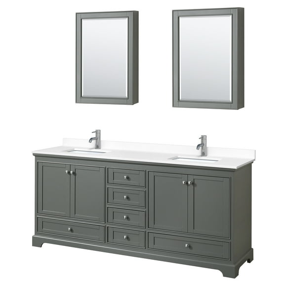 Wyndham Collection WCS202080DKGWCUNSMED Deborah 80" Free Standing Double Basin Vanity Set
