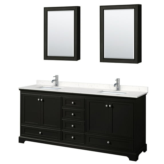 Wyndham Collection WCS202080DDEC2UNSMED Deborah 80" Free Standing Double Basin Vanity Set