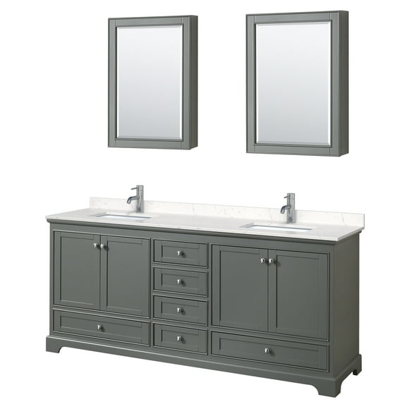 Wyndham Collection WCS202080DKGC2UNSMED Deborah 80" Free Standing Double Basin Vanity Set