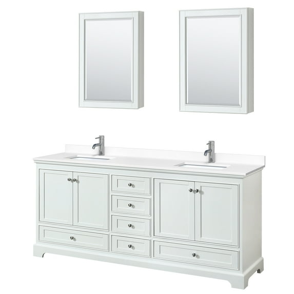 Wyndham Collection WCS202080DWHWCUNSMED Deborah 80" Free Standing Double Basin Vanity Set