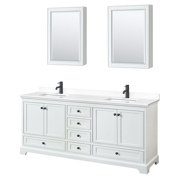 Wyndham Collection WCS202080DWBWCUNSMED Deborah 80" Free Standing Double Basin Vanity Set