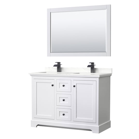 Wyndham Collection WCV232348DWBGTUNSM46 Avery 48" Free Standing Double Basin Vanity Set -