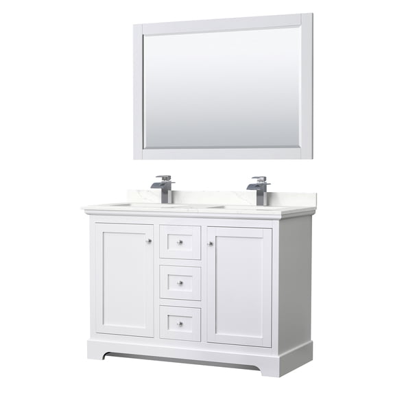 Wyndham Collection WCV232348DWHGTUNSM46 Avery 48" Free Standing Double Basin Vanity Set -