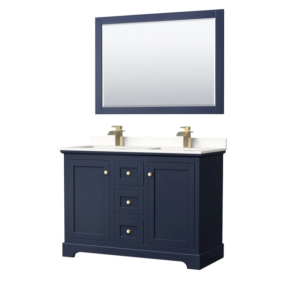 Wyndham Collection WCV232348DBLWQUNSM46 Avery 48" Free Standing Double Basin Vanity Set -