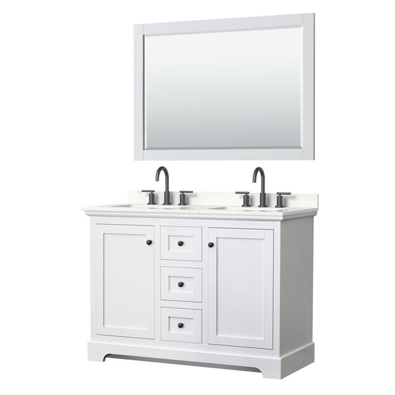 Wyndham Collection Wcv232348d-Qtz-Us3m46 Avery 48" Free Standing Double Basin Vanity Set -