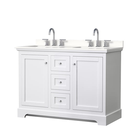 Wyndham Collection WCV232348DWHWQUS3MXX Avery 48" Free Standing Double Basin Vanity Set -