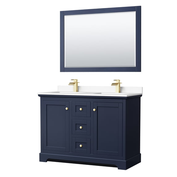 Wyndham Collection WCV232348DBLWCUNSM46 Avery 48" Free Standing Double Basin Vanity Set -
