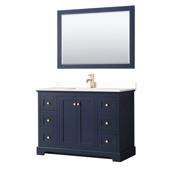 Wyndham Collection WCV232348SBLWQUNSM46 Avery 48" Free Standing Single Basin Vanity Set -