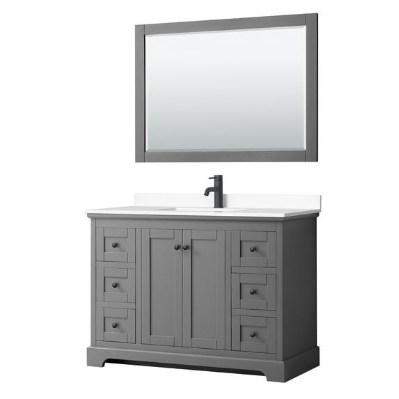 Wyndham Collection WCV232348SGBWCUNSM46 Avery 48" Free Standing Single Basin Vanity Set -