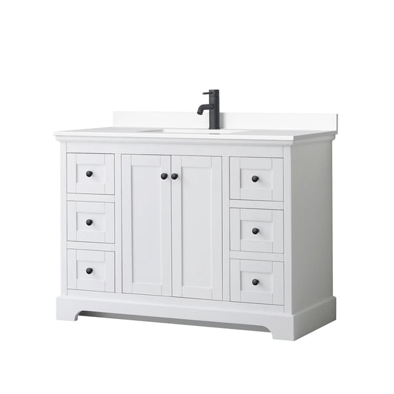 Wyndham Collection WCV232348SWBWCUNSMXX Avery 48" Free Standing Single Basin Vanity Set -