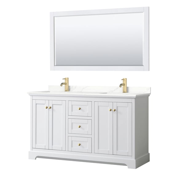 Wyndham Collection WCV232360DWGGTUNSM58 Avery 60" Free Standing Double Basin Vanity Set -