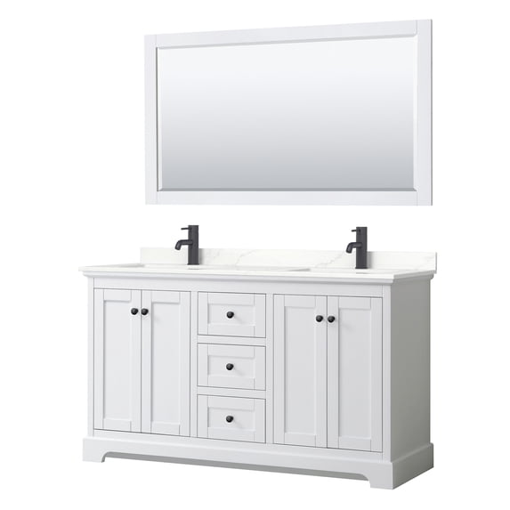 Wyndham Collection WCV232360DWBGTUNSM58 Avery 60" Free Standing Double Basin Vanity Set -