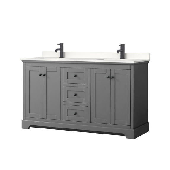 Wyndham Collection Wcv232360d-Qtz-Unsmxx Avery 60" Free Standing Double Basin Vanity Set -