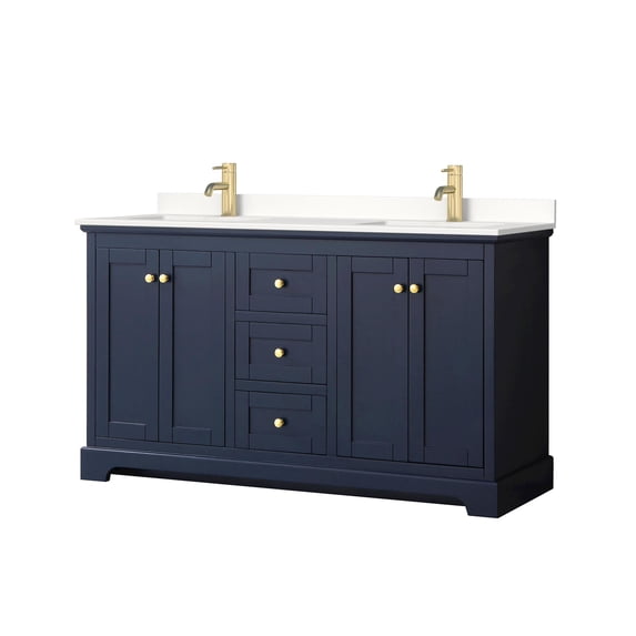Wyndham Collection WCV232360DBLWQUNSMXX Avery 60" Free Standing Double Basin Vanity Set -