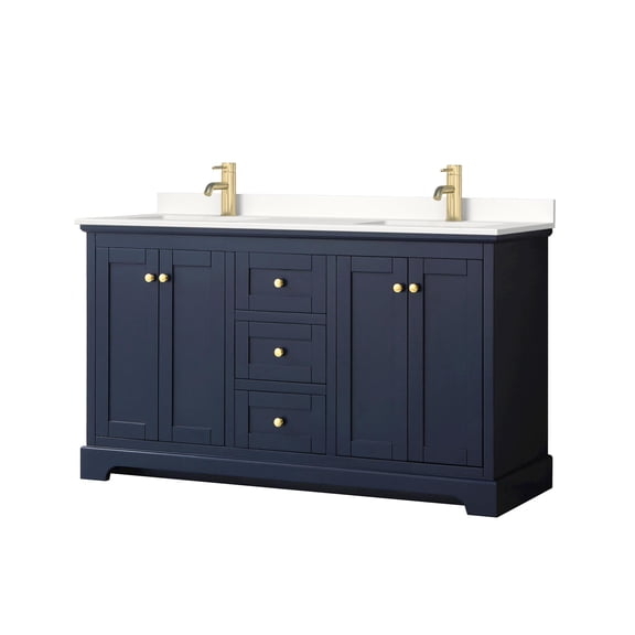 Wyndham Collection WCV232360DBLWQUNSMXX Avery 60" Free Standing Double Basin Vanity Set -