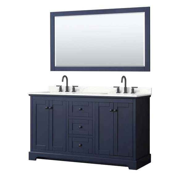 Wyndham Collection WCV232360DBBGTUS3M58 Avery 60" Free Standing Double Basin Vanity Set -